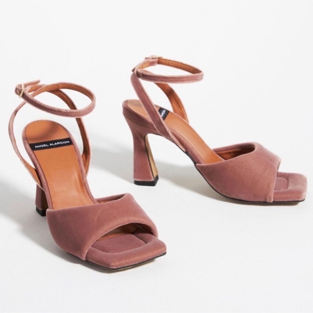 Ariel Alarcon Dusty Rose Velvet Ankle-Strap Heels